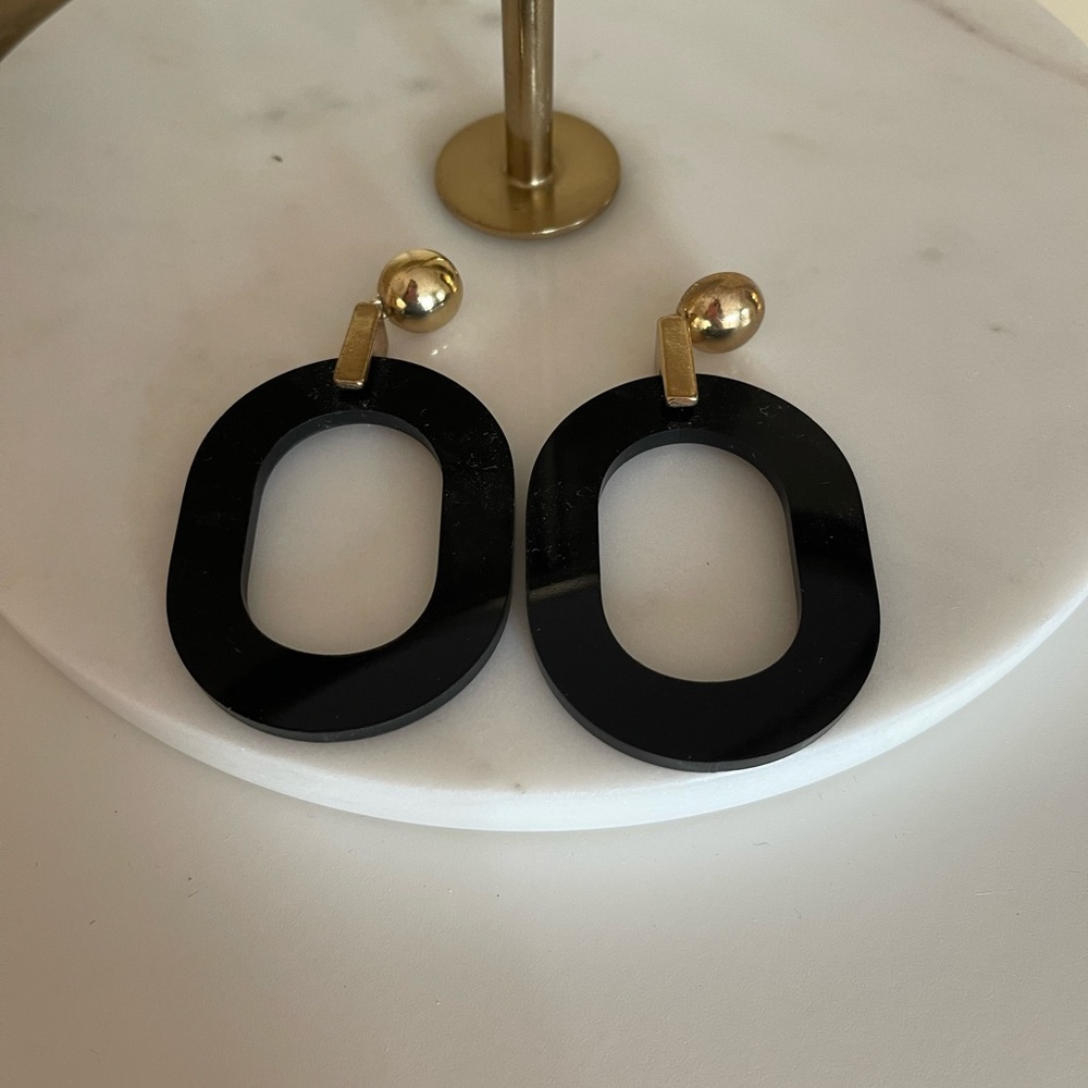 NEW Zara earrings black gold butterfly closure
